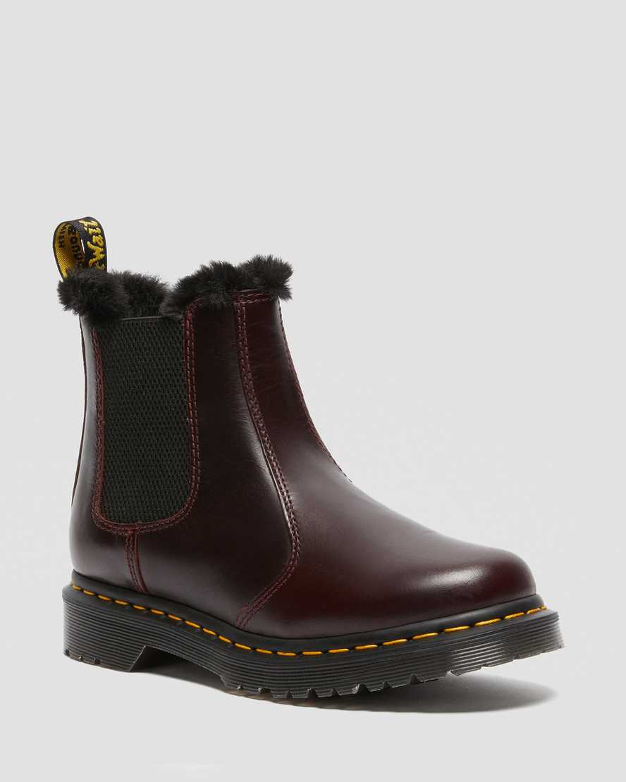 Dr. Martens 2976 Leonore Faux Fur Lined Naisten Chelsea Nilkkurit - Viininpunainen Nilkkurit [284-XG